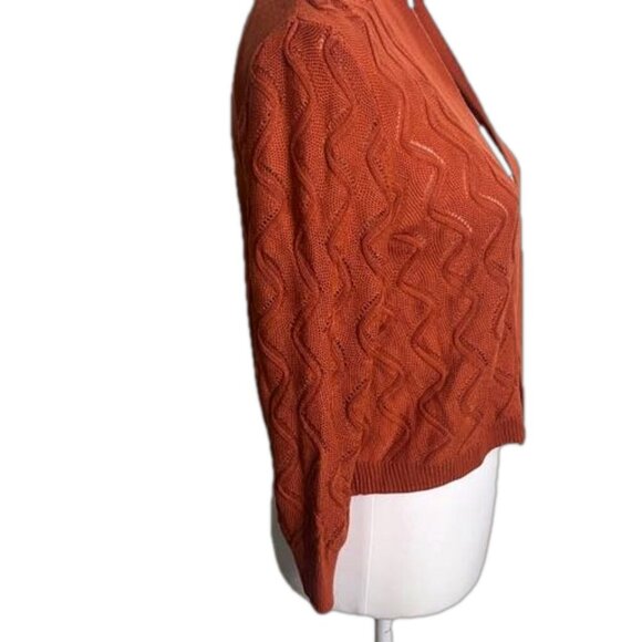 89th & Madison Orange Open Knit Cardigan in Small - Picture 4 of 13